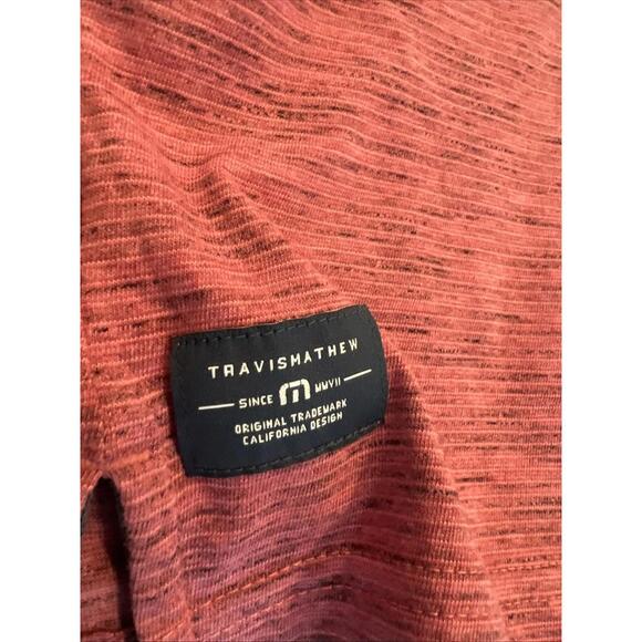 $99 NWT Travis Mathew polo pink stripes, mens Size XL 3 button blend POLO SHIRT - Picture 7 of 8